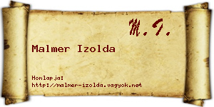 Malmer Izolda névjegykártya